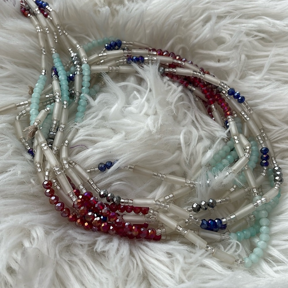 COPY - Waist beads TIE ON. Red white and blue